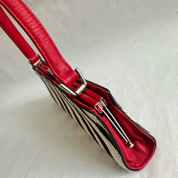 CHICEST Adrienne Vittadini leather zebra print calf hair mini purse - Picture 5 of 8